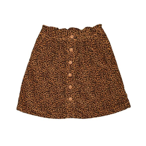 CREWCUTS $50 Leopard Print Button-Front Corduroy Skirt Golden Brandy Girl's 14 - Picture 1 of 3